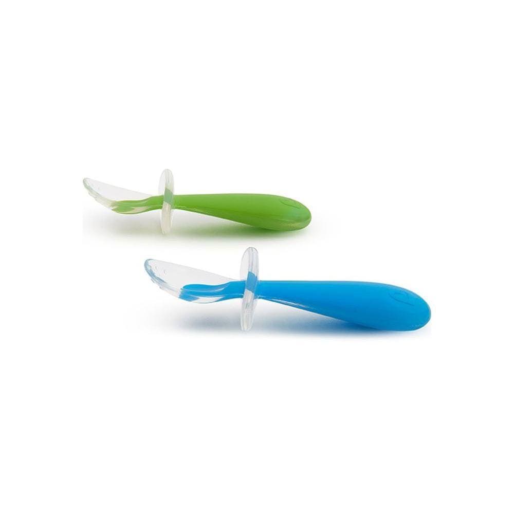 Conjunto De Colheres De Silicone Azul E Verde Munchkin