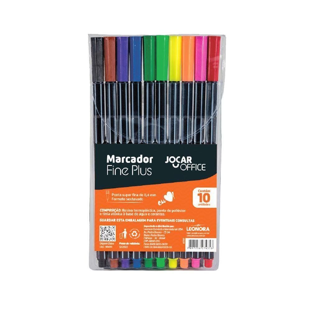 Kit Canetas Hidrográficas Fine Plus 10 Cores Jocar