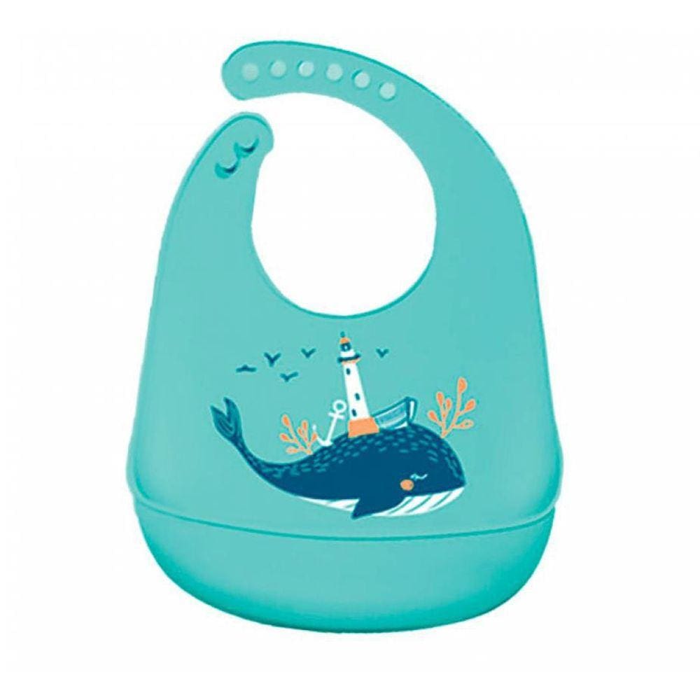 Babador De Silicone Bichos Verde Baleia Kababy