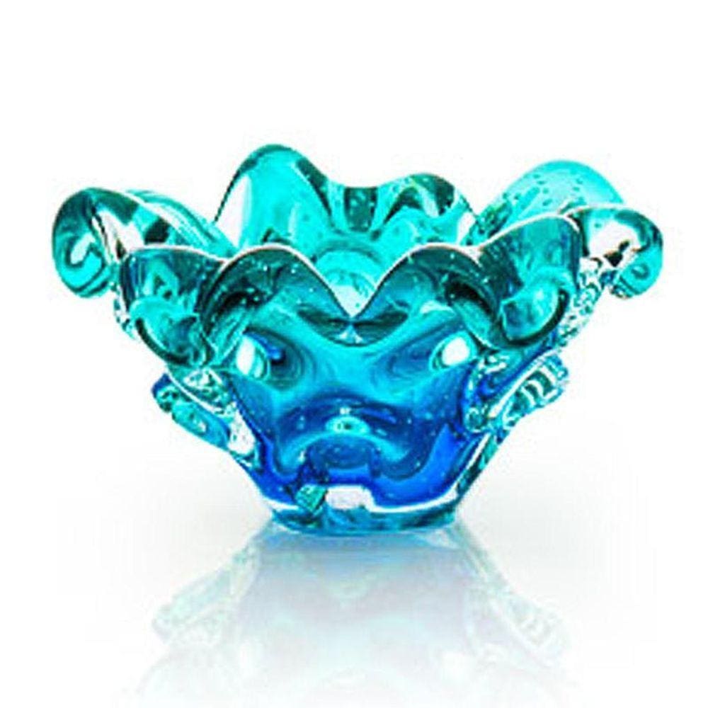 Centro De Mesa Cristal Murano Azul E Verde São Marcos 17Cm