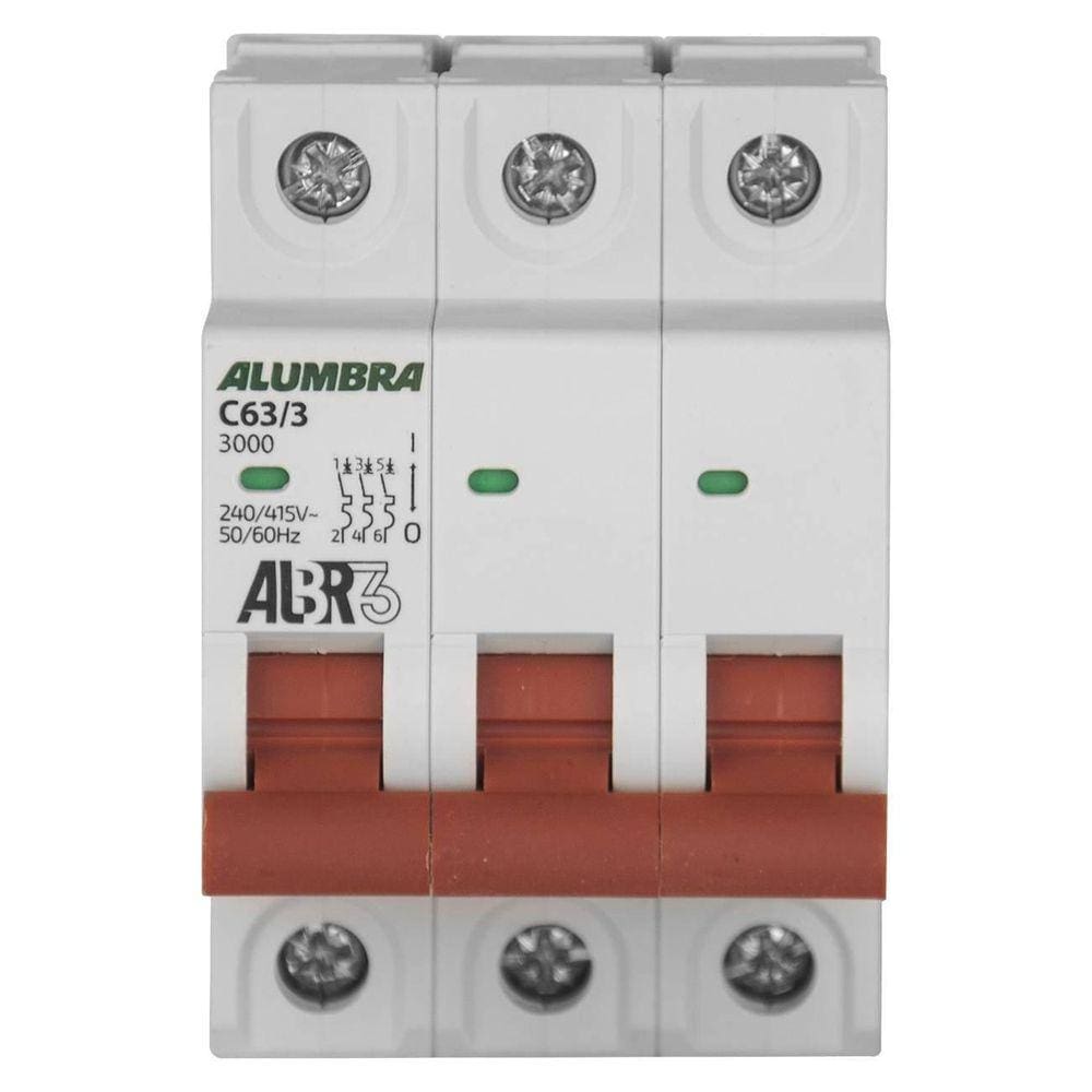 Disjuntor Tripolar 63A 3Ka Curva C Albr Alumbra