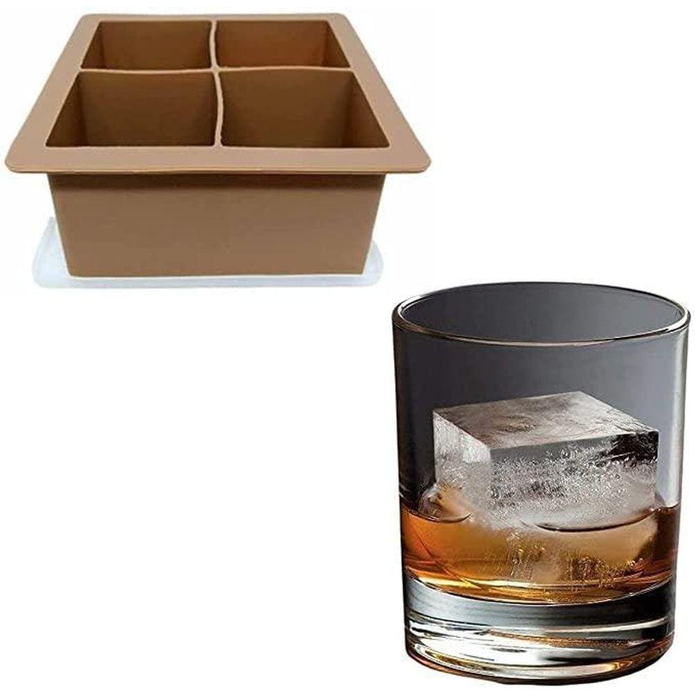 Forma De Gelo 4 Cubos Grandes Silicone Bebidas Whisky