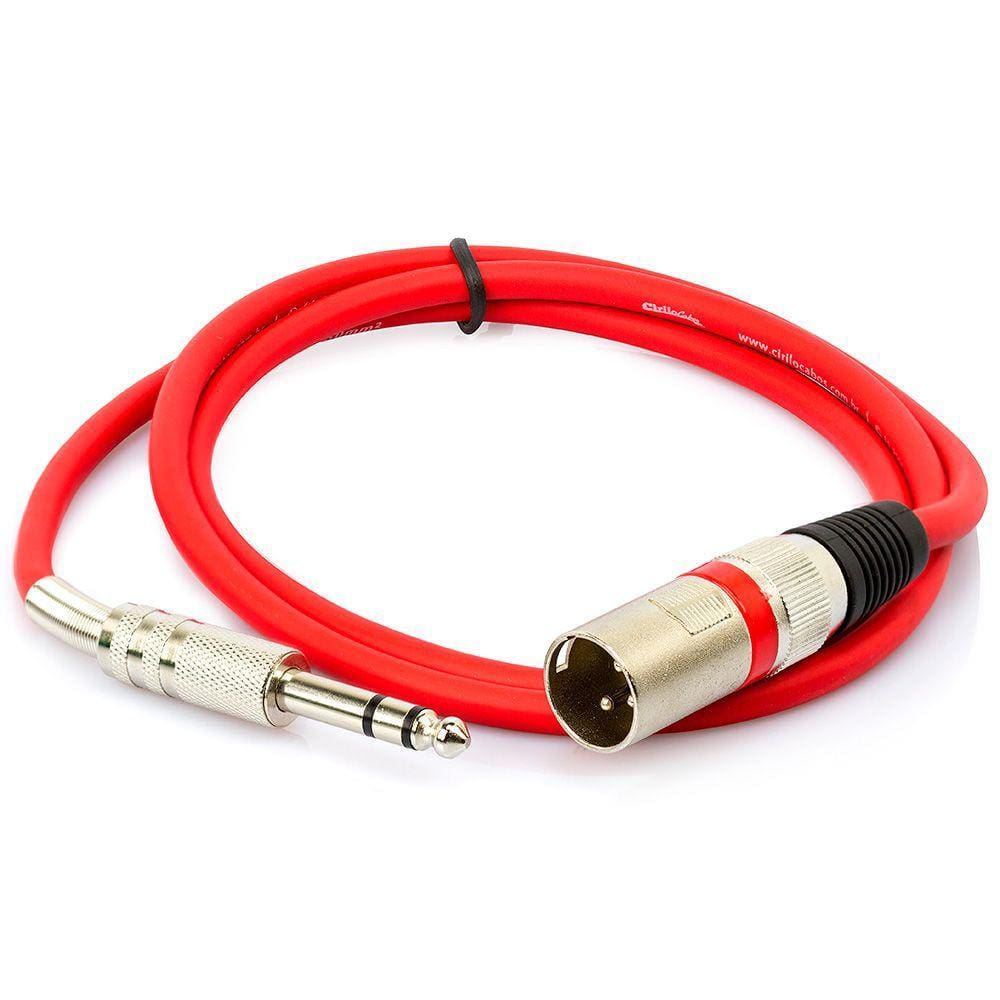Cabo P10 para XLR Macho Vermelho Estereo - 15 Metros