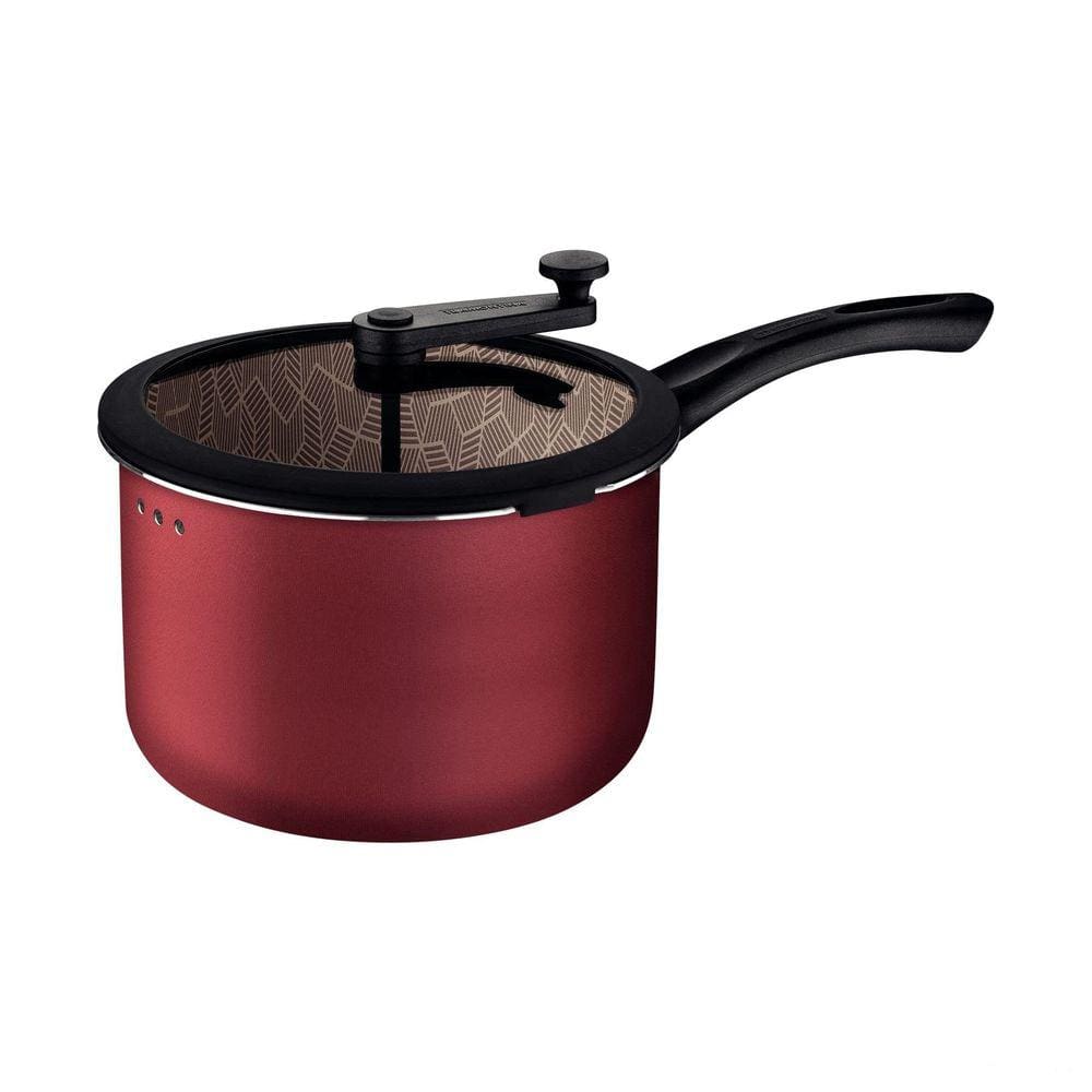 Pipoqueira Tramontina Paris Antiaderente Starflon Max Vermelho com Tampa de Vidro 22 cm 4,8 L Tramontina