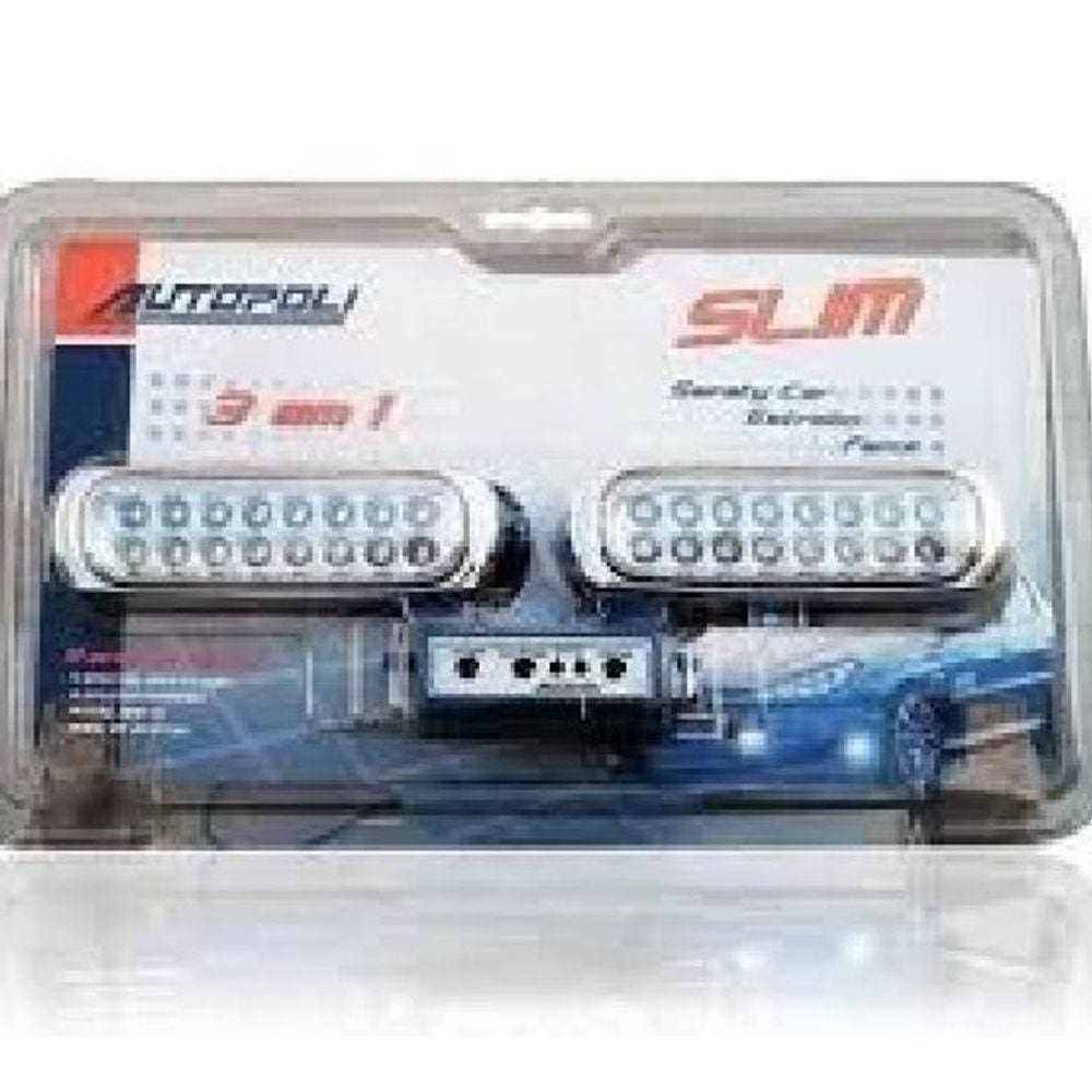Farol de Milha Strobo Slim 16 Leds Branco Corpo Cromado
