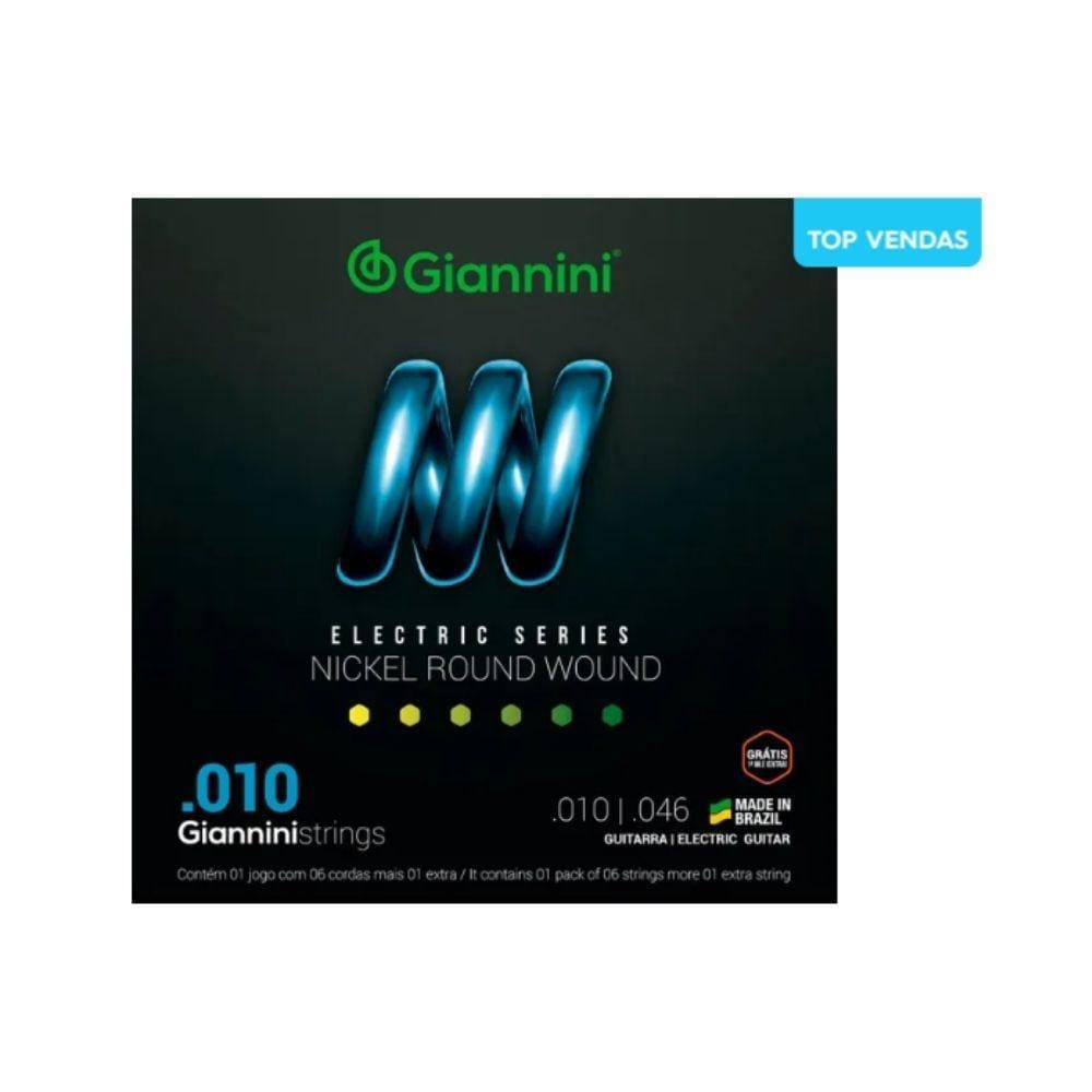Kit 3 Encordoamento Guitarra Giannini Geegst.10 Niquel