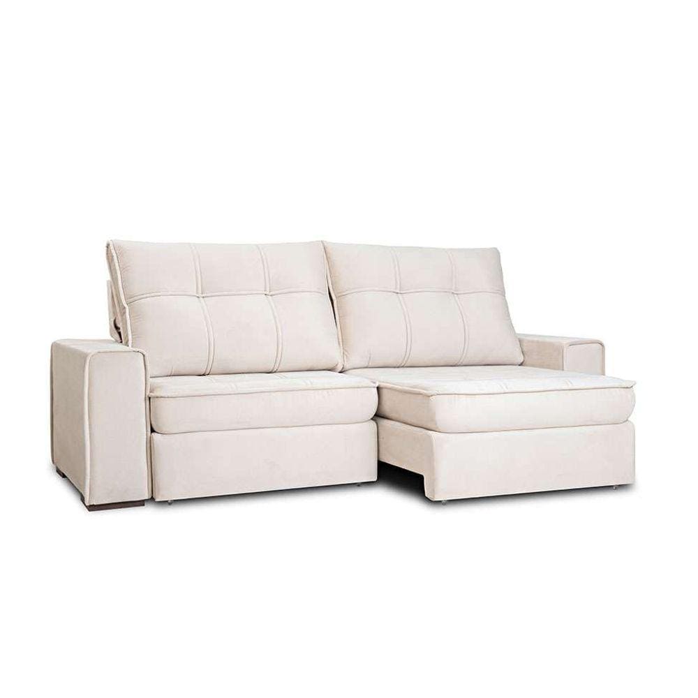 sofá 4 lugares retrátil e reclinável living versalhes veludo marfim 250 cm