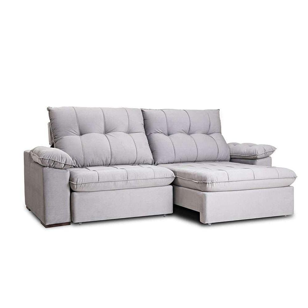 sofá 3 lugares retrátil e reclinável com usb living triton veludo cinza 230 cm