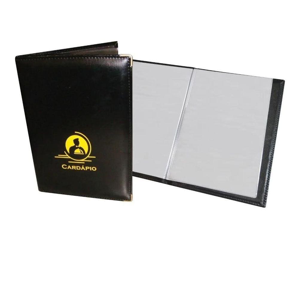 Kit 2 Pastas Cardapio Courvin Luxo Tamanho A4 Com 4 Bolsas