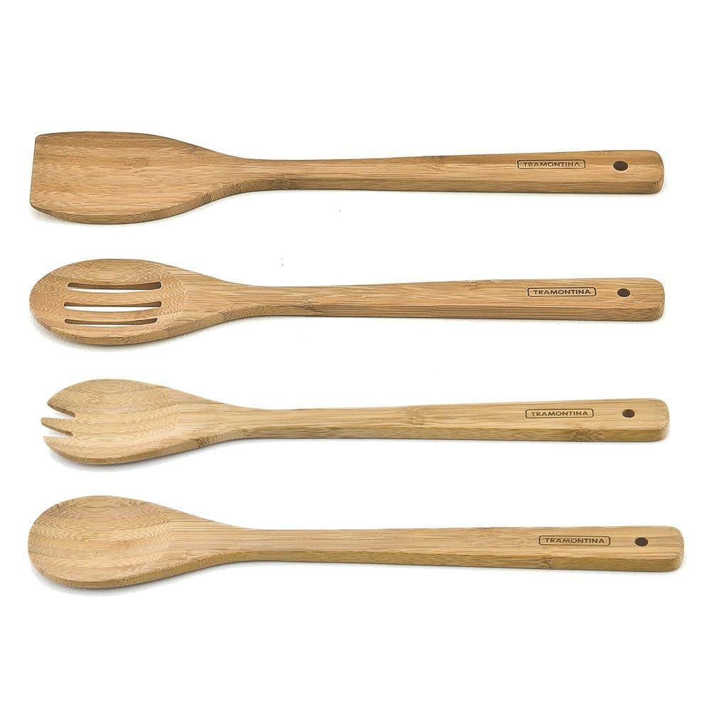 Jogo de Utensílios para Cozinha Tramontina em Bambu Natural 4 Peças Tramontina
