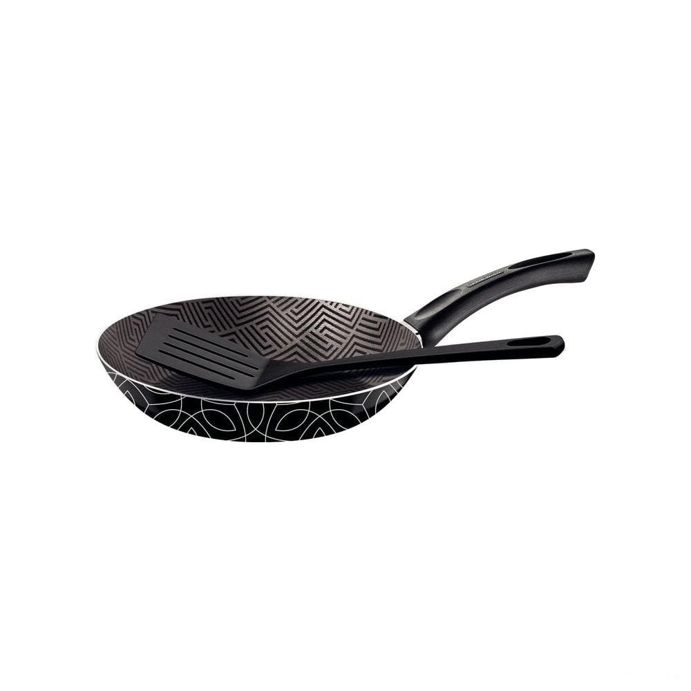 Frigideira Tramontina Paris Antiaderente Starflon Max e Externo Siliconado Preto com Espátula 26 cm Tramontina