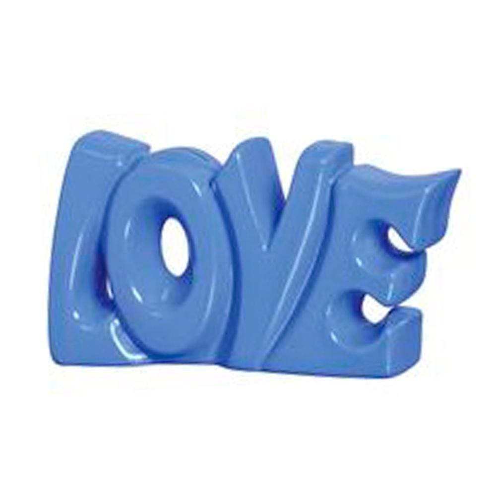 Palavra Love Em Cerâmica Decorativa De Aparador - Azul