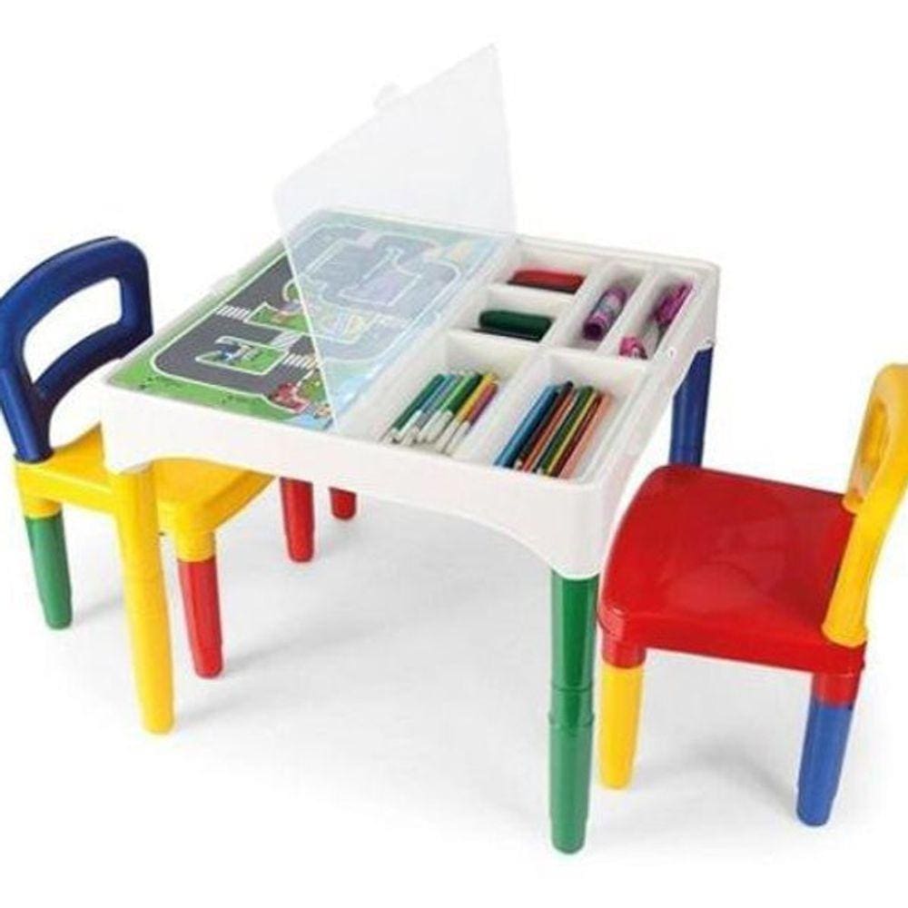 Mesinha Didática Poliplac Mini Mesa Crianças Com Cadeiras