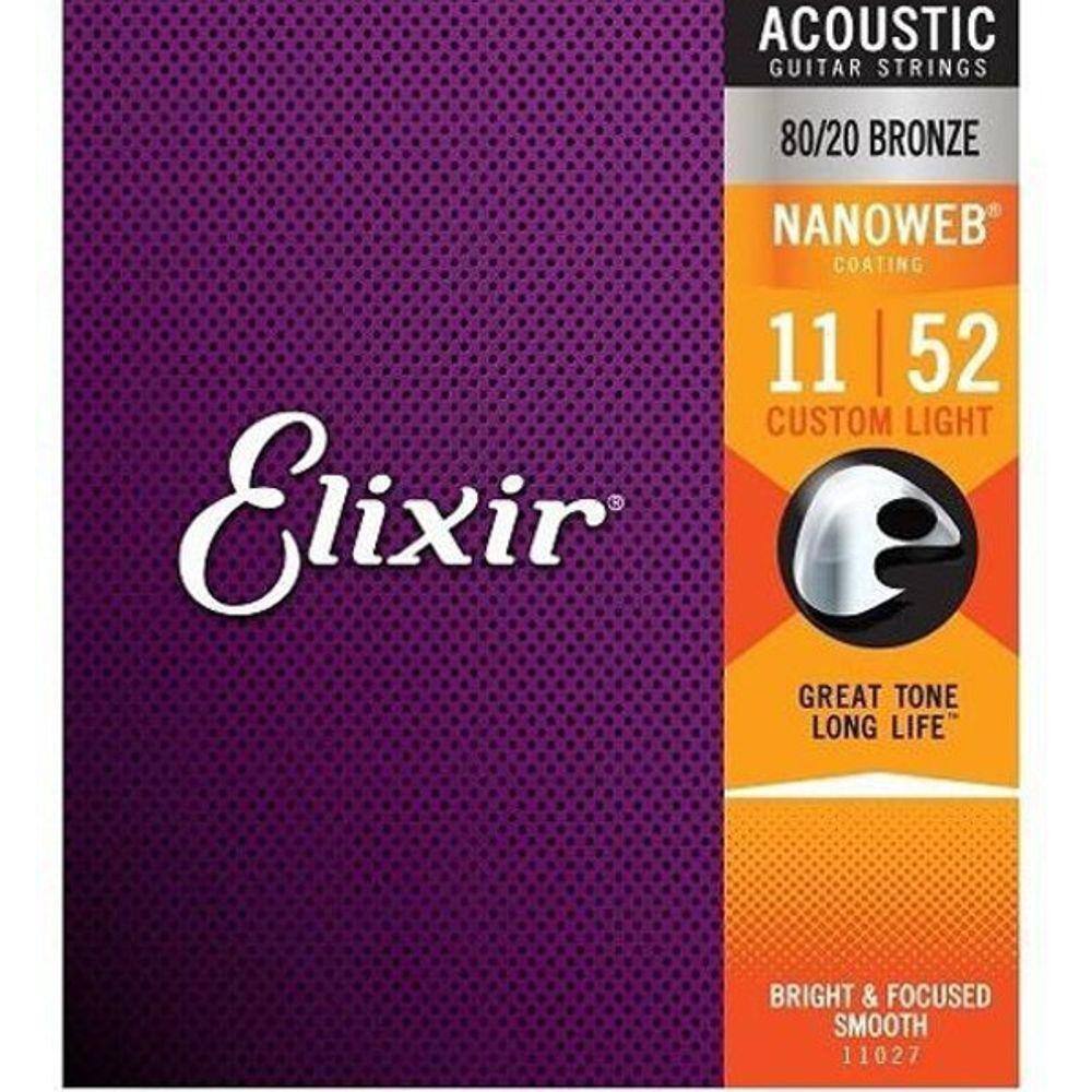 Encordoamento Para Violão Elixir .011 Bronze Nanoweb 11027
