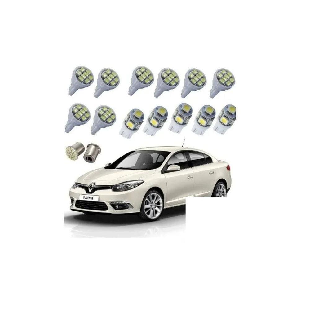Kit Lâmpadas Led Renault Fluence Pingo Teto Placa Ré