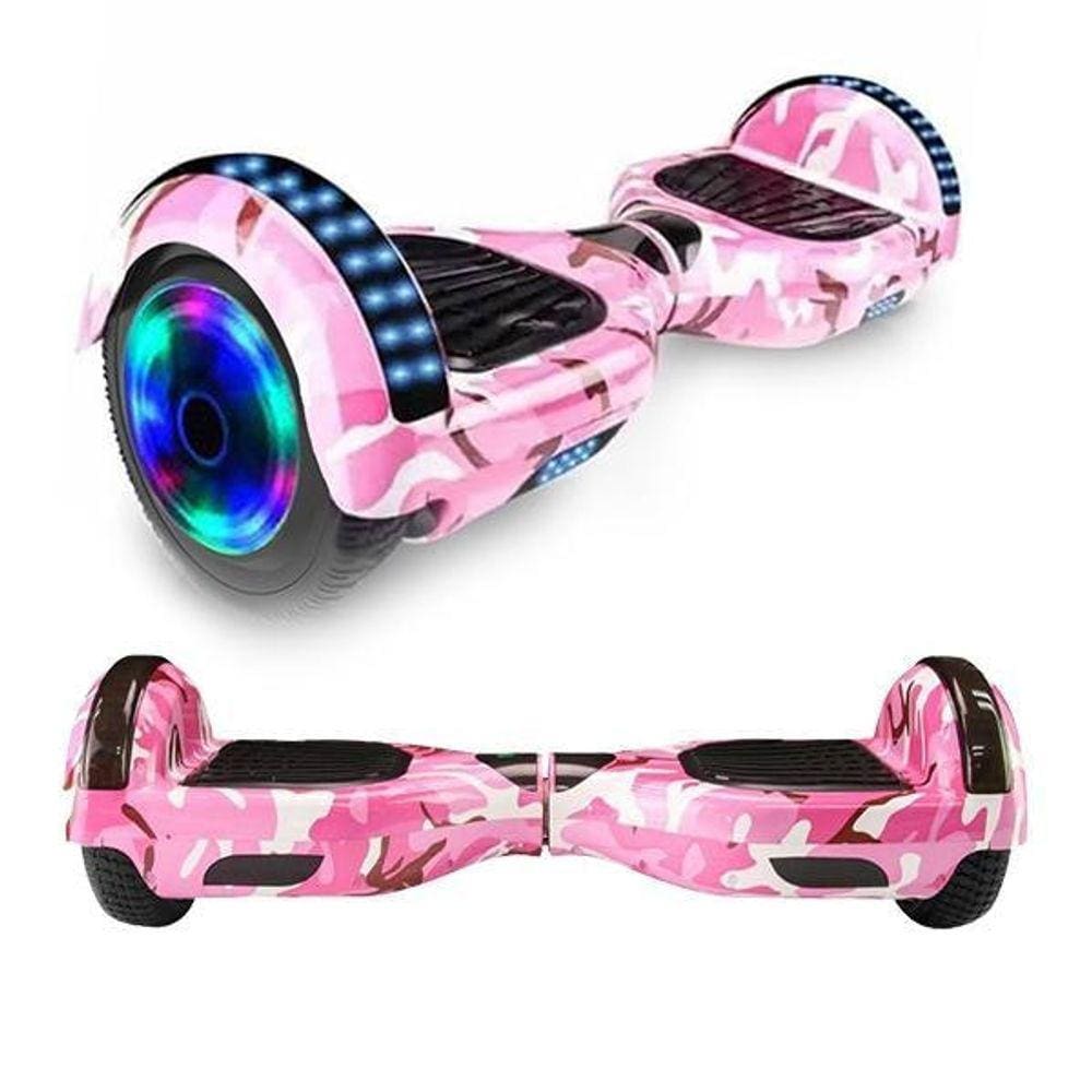 Hoverboard Overboard Skate Elétrico Led Rosa Camuflado Nº7