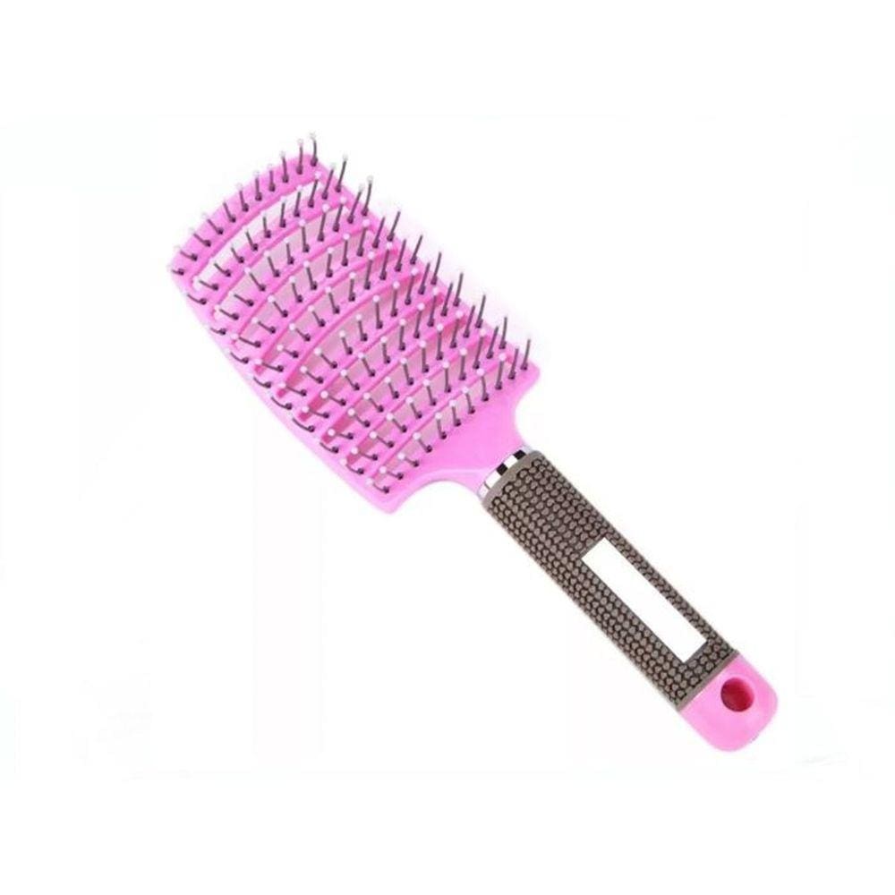 Escova Raquete Vazada Curva Cerâmica Profissional Rosa