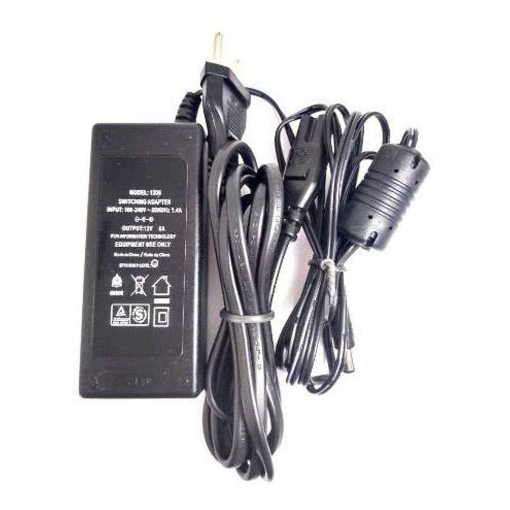 Fonte 12V 5A Bivolt- Preta 5 Amperes - Plug P4