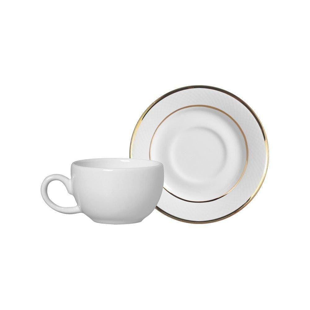 Xicara De Café Com Pires Relevo Ouro Alleanza 6 Peças