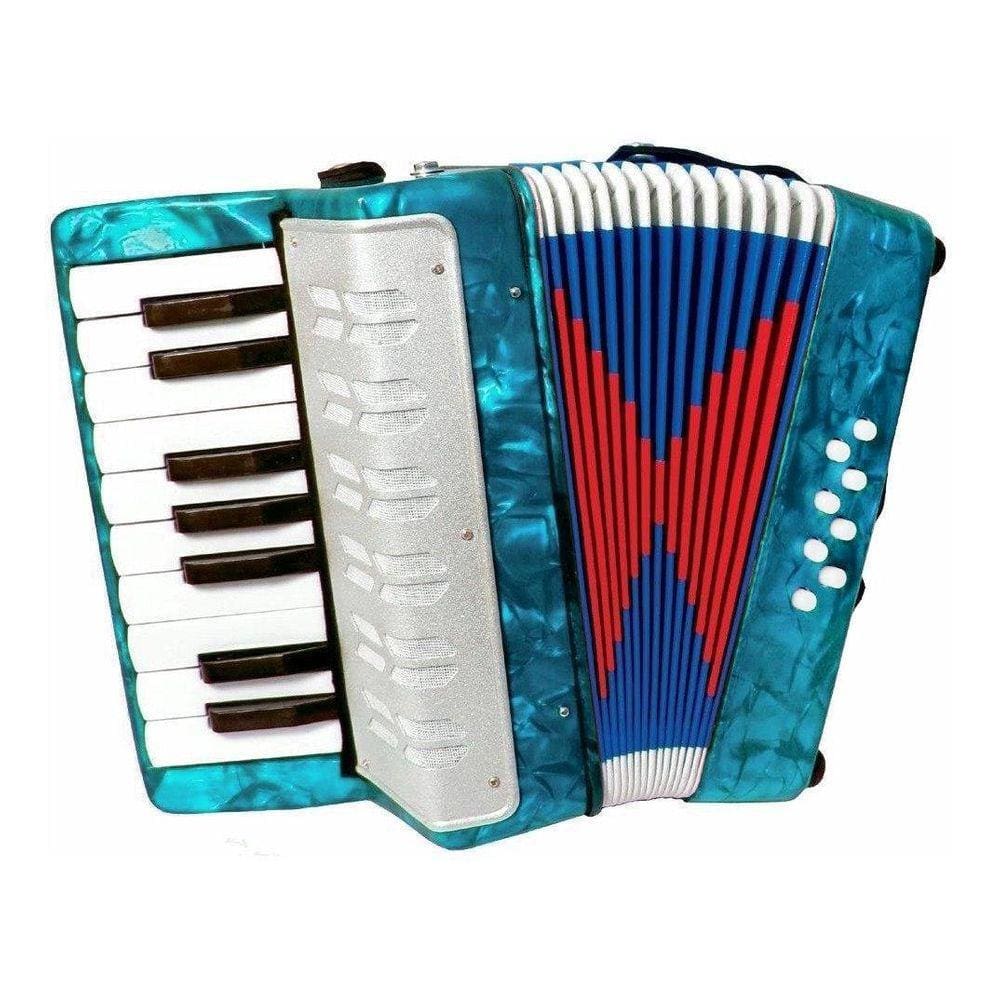 Acordeon Sanfona Infantil Semi Profissional 8 Baixos Azul