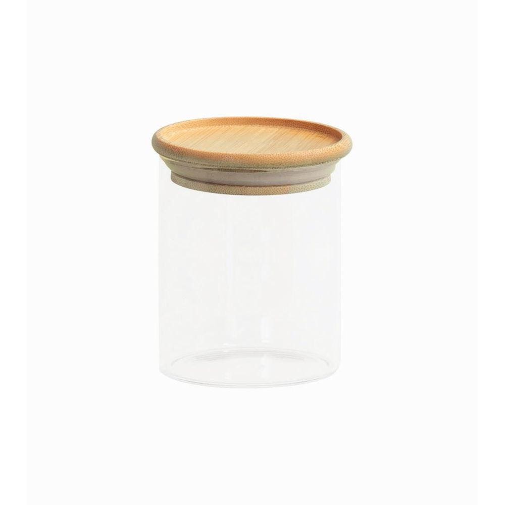 Pote Hermético De Vidro Empilhável 400Ml Com Tampa De Bambu
