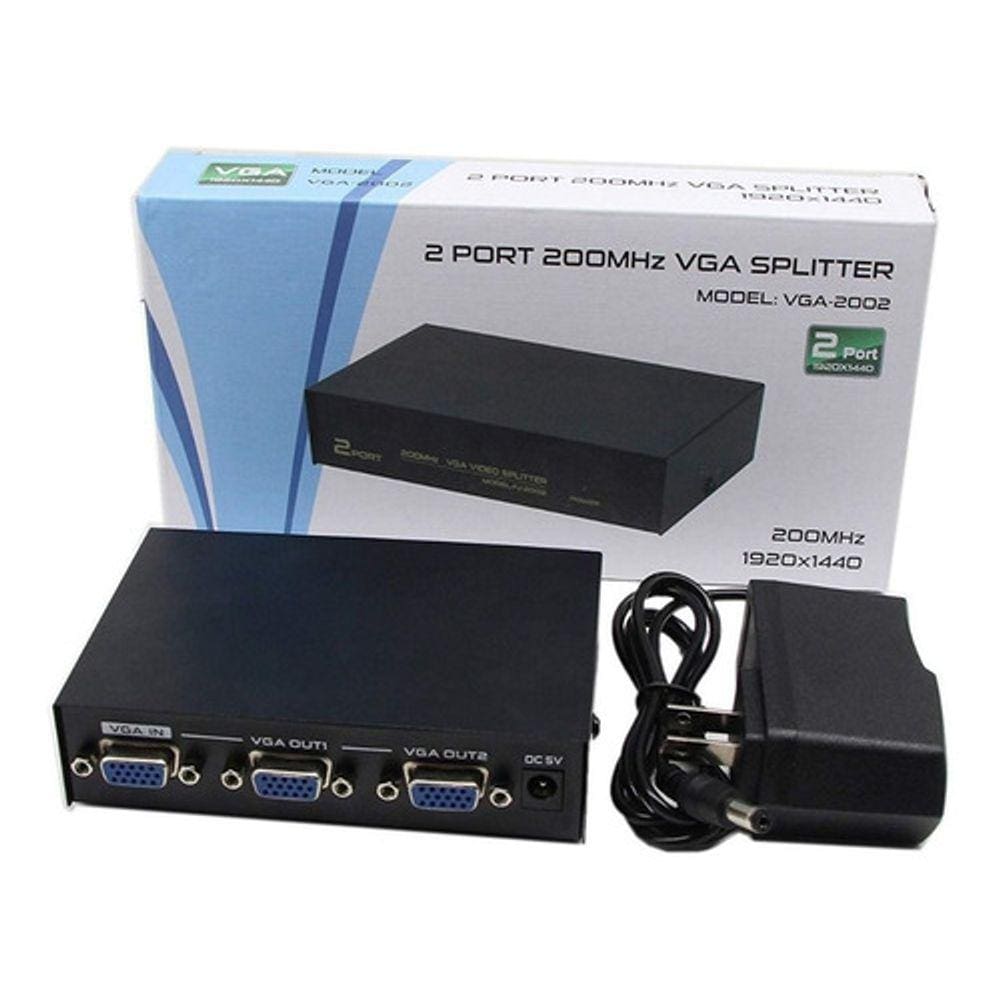 Splitter Vga 1x2 Distribuidor De Sinal De Video Com Fonte