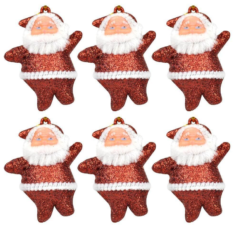 Mini Papai Noel Pendente Árvore Natal Glitter 5cm 18 Peças