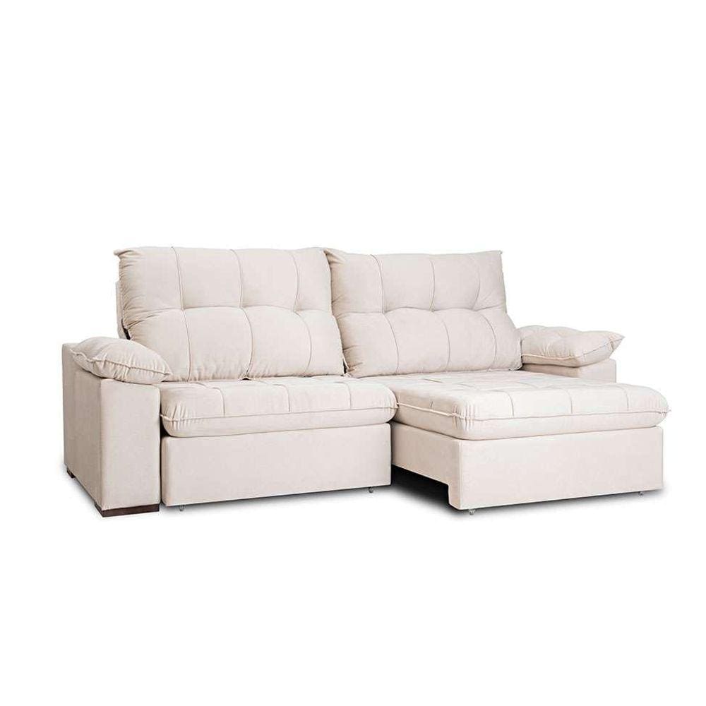sofá 3 lugares retrátil e reclinável com usb living triton veludo marfim 230 cm