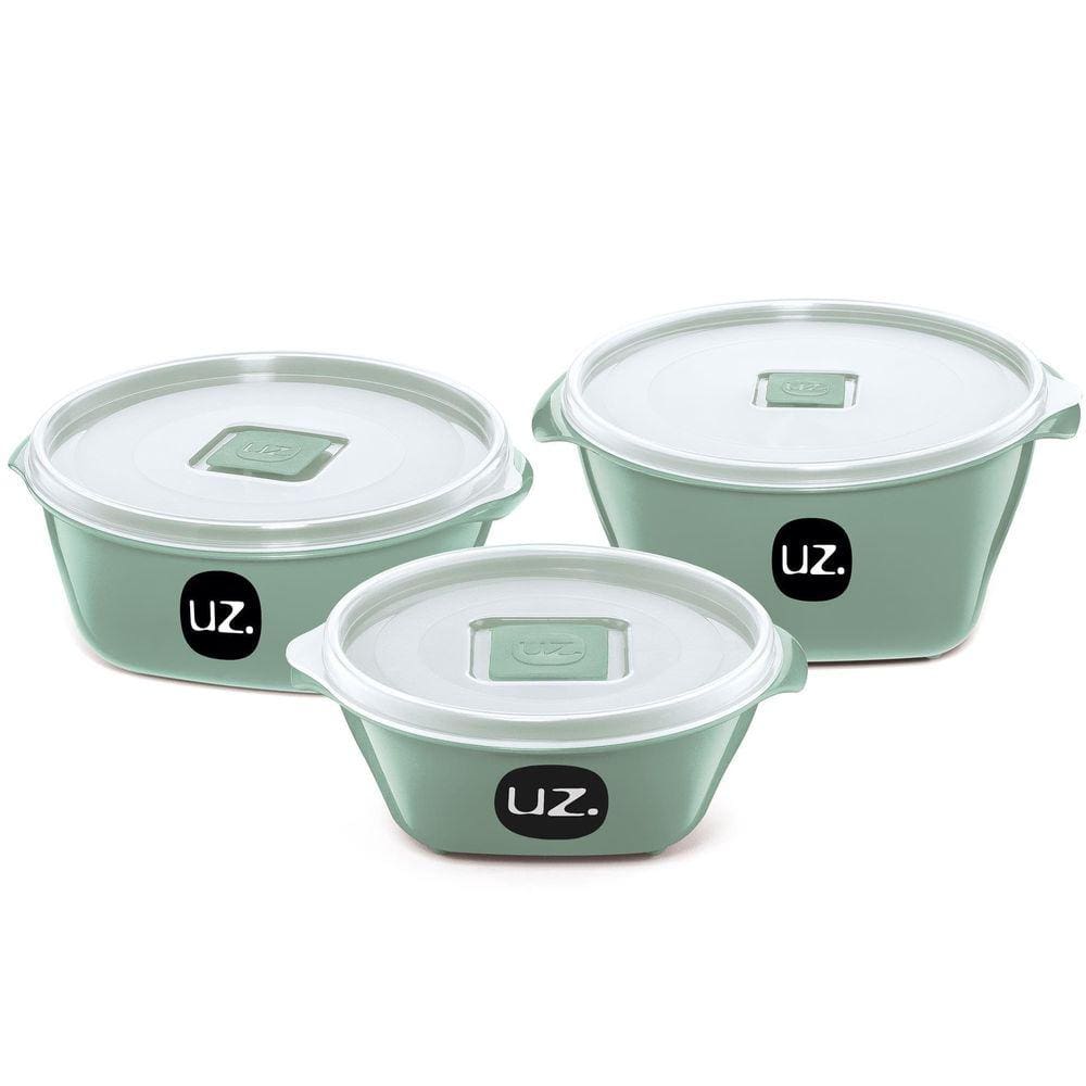 Kit Potes Premium Multiuso 3 Peças Verde Menta