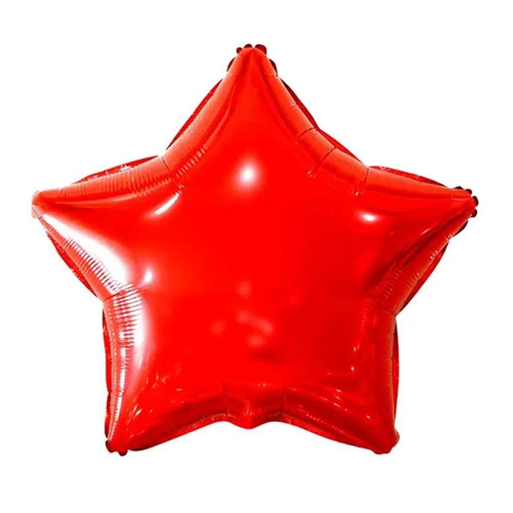 Balão Metalizado Estrela Vermelho - 18 Polegadas