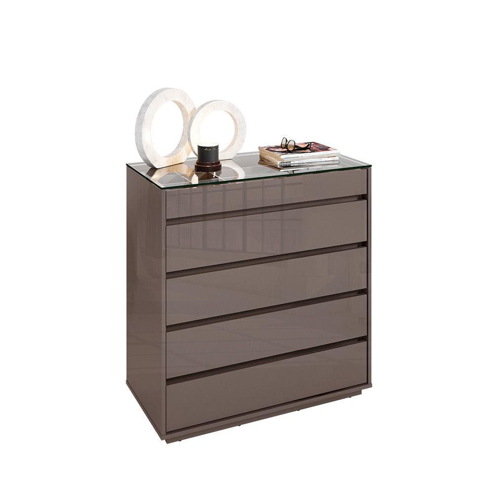 Cômoda Organizadora Ellie 5 Gavetas Cinza Pérola - D`Rossi