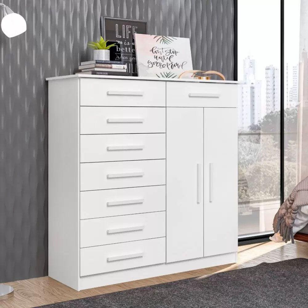 Cômoda 2 Portas 8 Gavetas New Verona - Albatroz Móveis