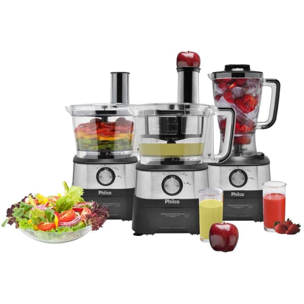 Multiprocessador Philco Master Kitchen Inox 2 Velocidades