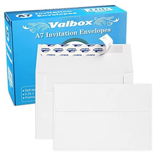Envelopes ValBox 5x7 para convite 100 Qty A7 Envelopes Self Seal White