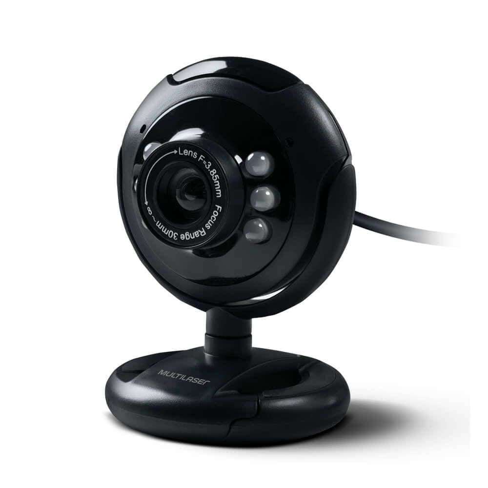 Webcam Plugeplay 16Mp Nightvision Mic Usb Preto Multilaser