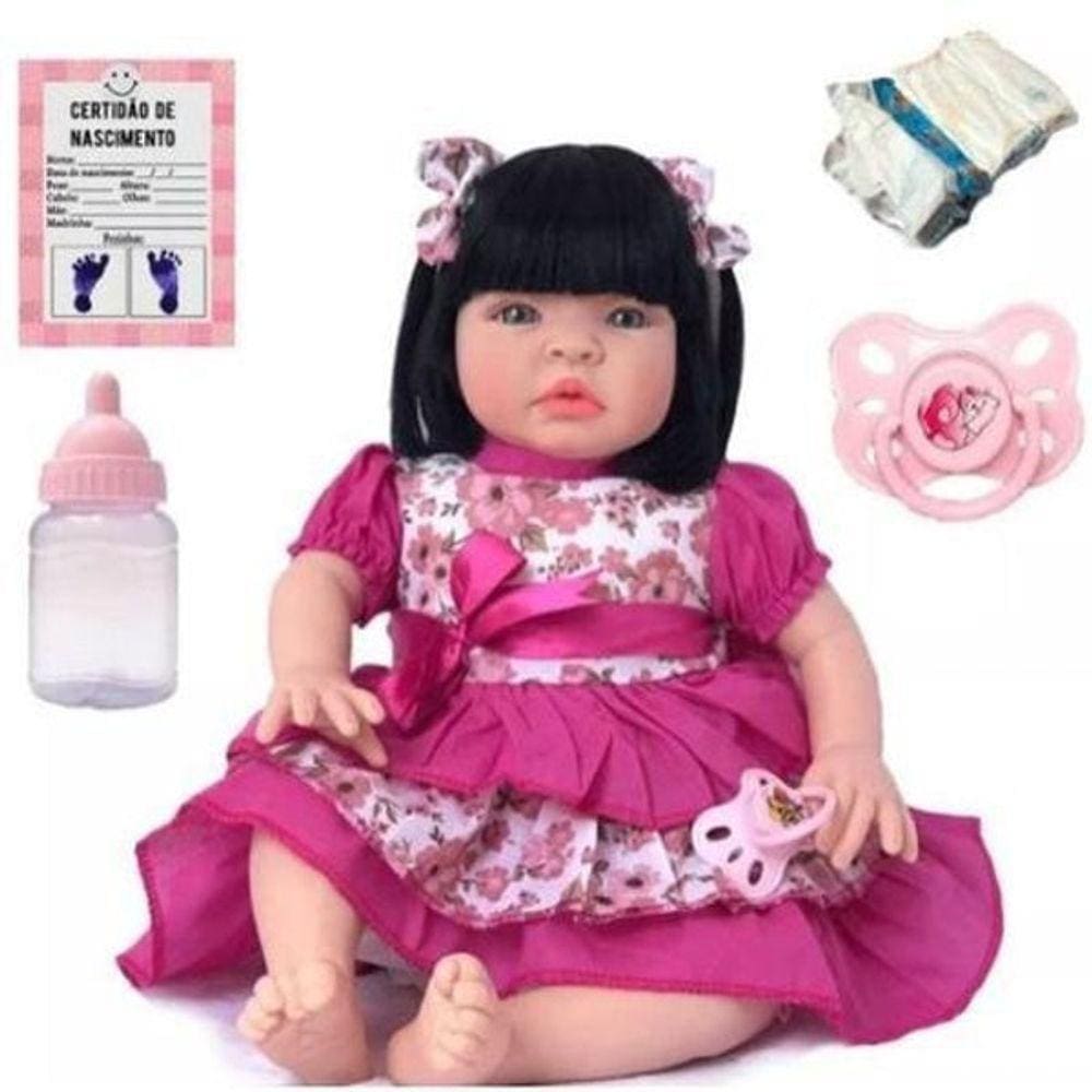Boneca Bebê Tipo Reborn Realista - Kit Acessórios