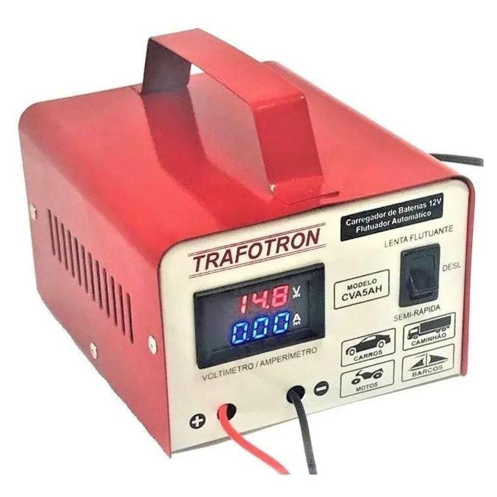 Carregador De Bateria Cva 5A/H Com Voltimetro E Amperimetro