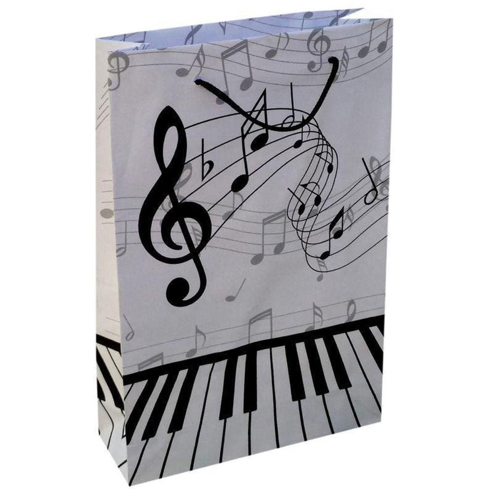 Kit 30 Sacolas De Papel Musical Presente 25X17X6Cm Festa