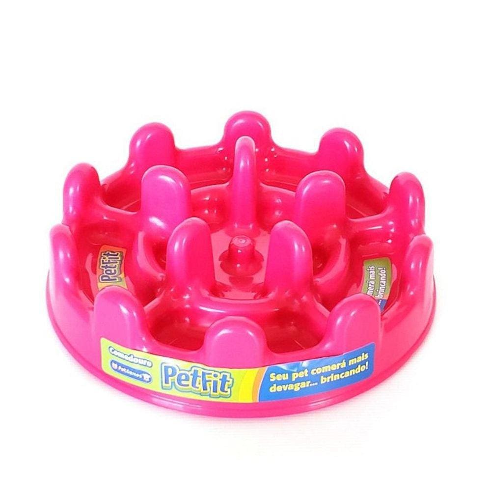 Comedouro Lento Petfit Grande Pet Games Rosa Para Cachorro