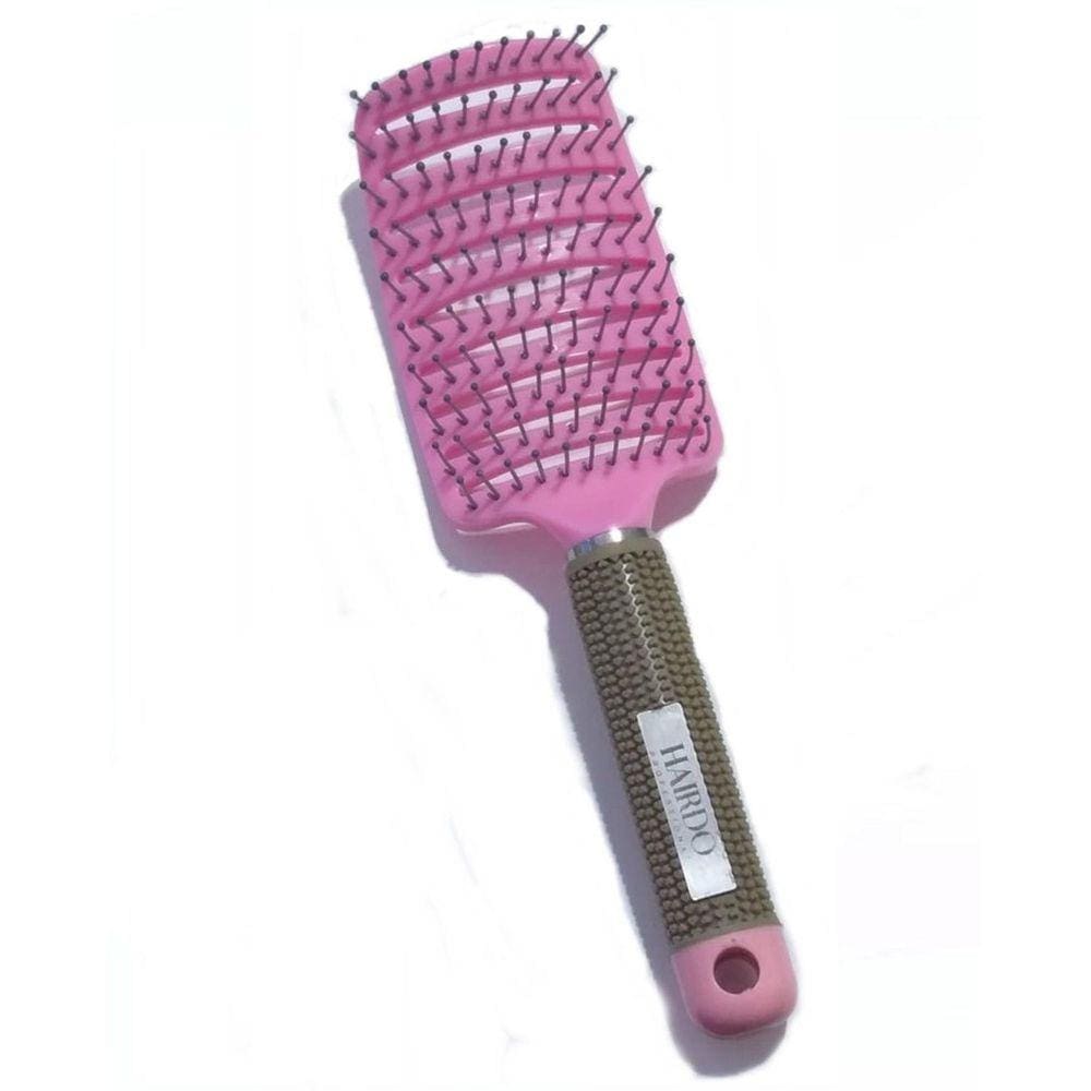 Escova Raquete Vazada Curva Cerâmica Profissional Rosa