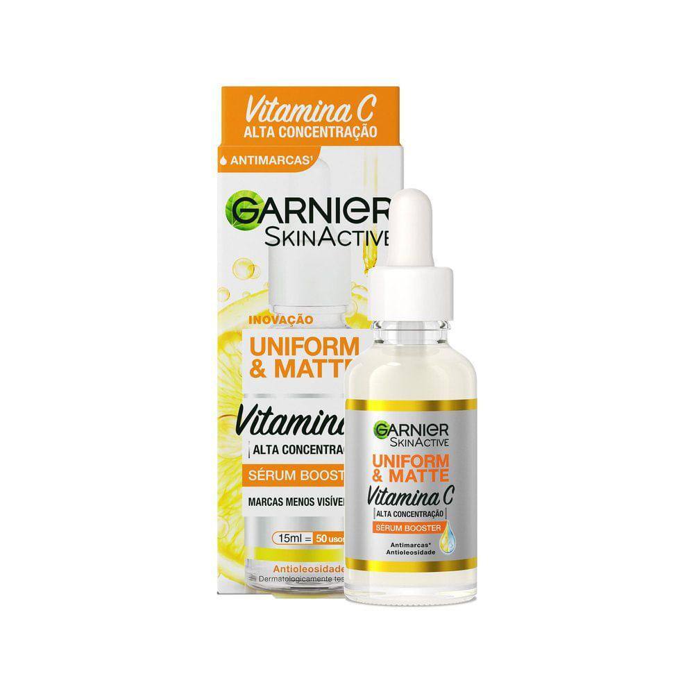Sérum Booster Garnier Uniform & Matte Vitamina C Antimarcas 15ml