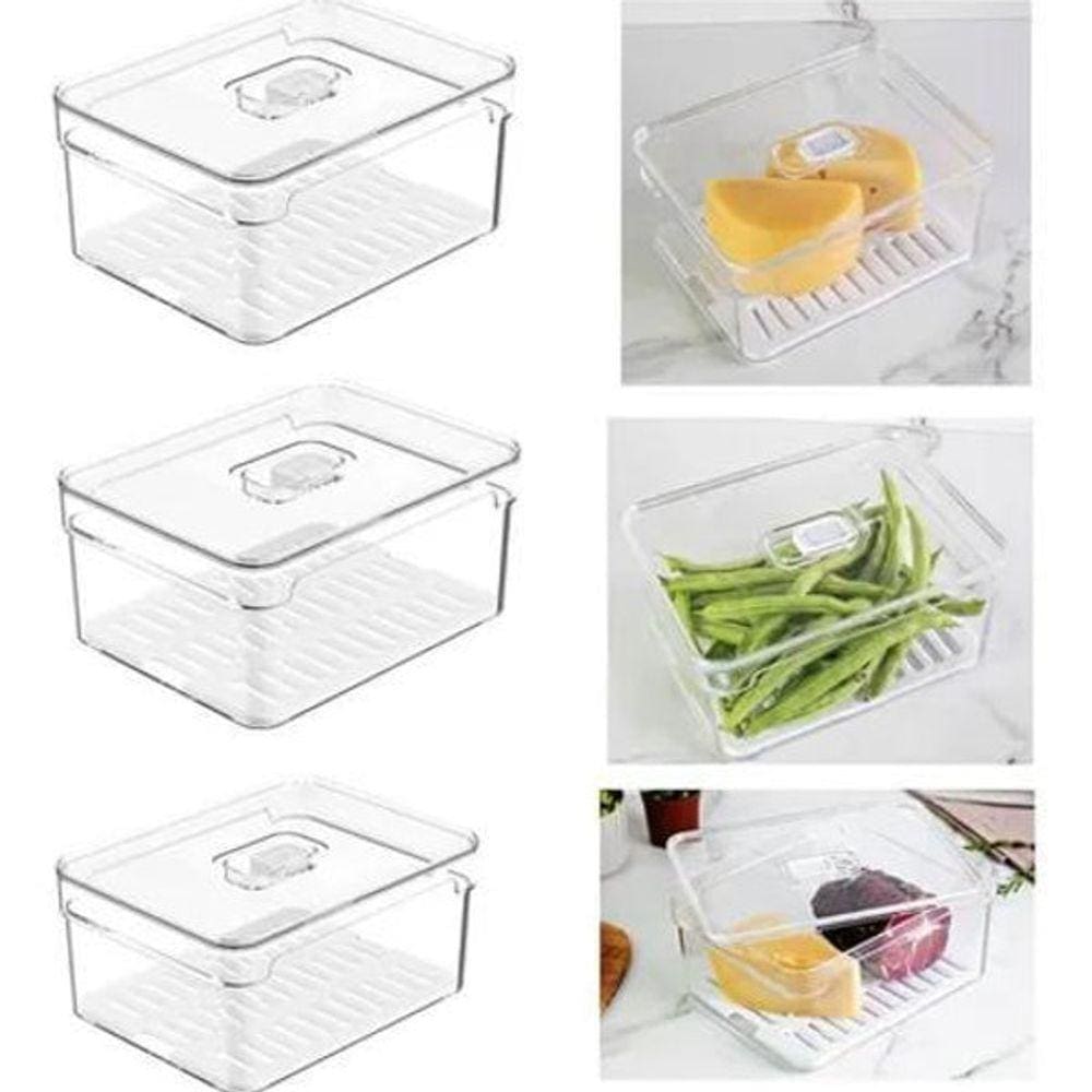 Organizadores De Geladeira Potes Porta Queijo Legumes Kit 3