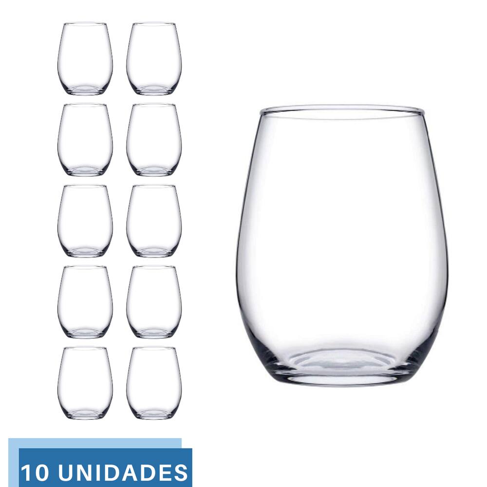 10 Copos de Vidro Transparente Redondo 440ml Amber Pasabahçe