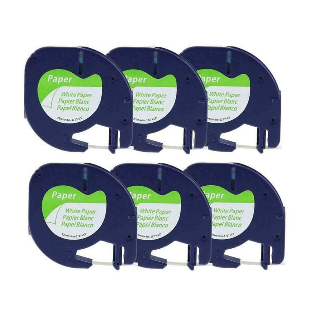 Kit 6 Fitas Compatível Dymo Letratag 91200 Papel