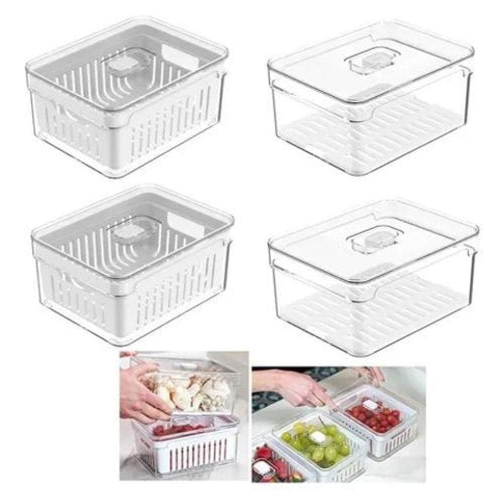 Kit 4 Organizadores De Geladeira Cesto Organizador 2,2L Ou