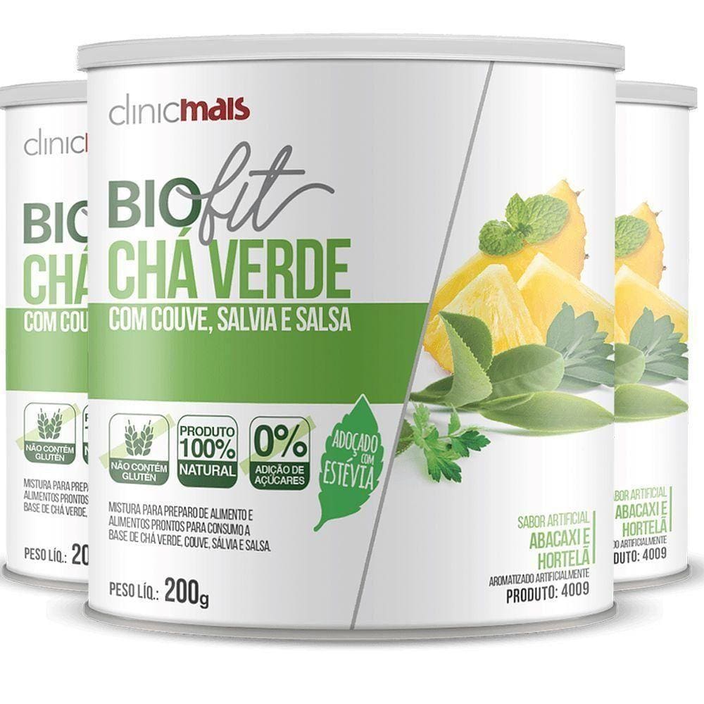 Kit 3 Solúvel Biofit Chá Verde Adoçado Com Estévia 200g Clinicmais