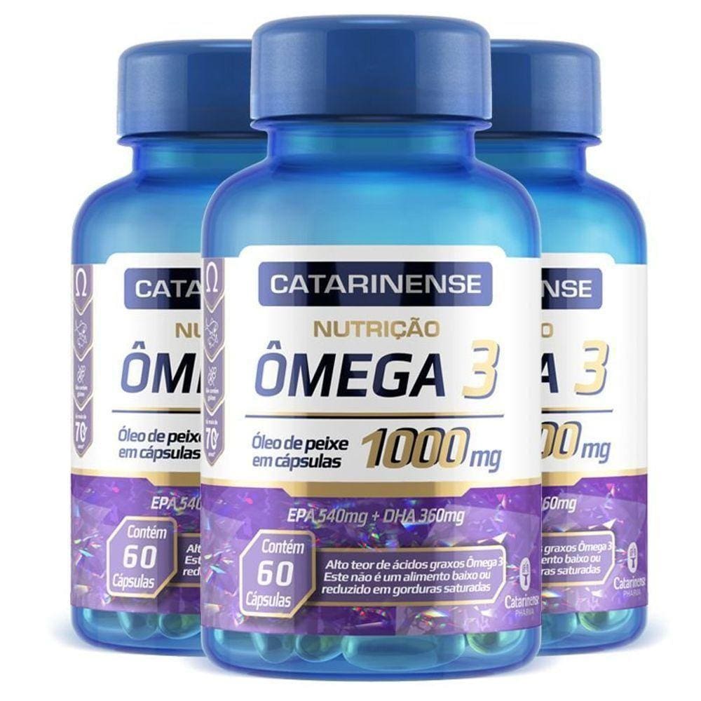 Kit 3 ômega 3 Epa 540mg Dha 360mg Catarinense 60 Cápsulas