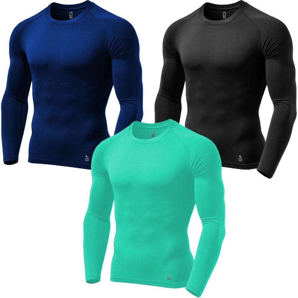 Kit C/ 3 Camisas de Compressão Térmica Stigli Pro Proteção FPU 50+ Manga Longa
