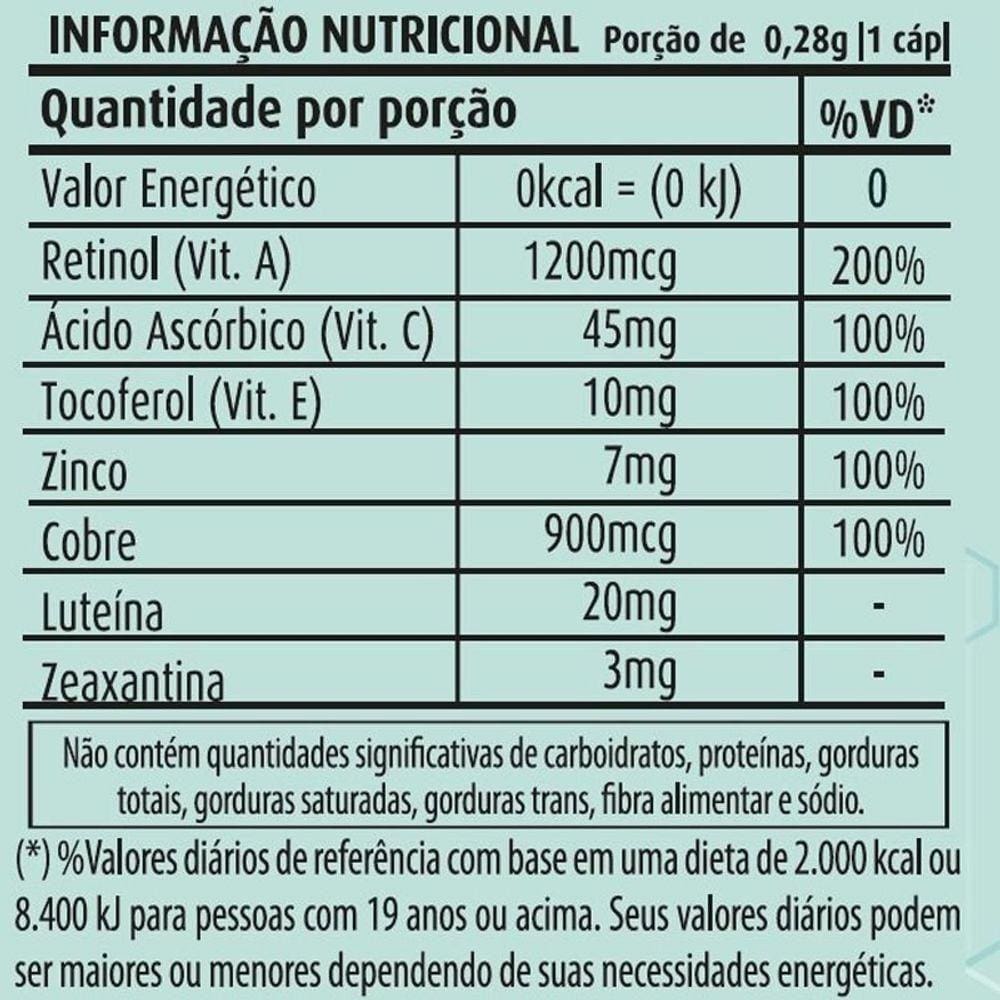 Vision+a Luteína E Zeaxantina 60 Cápsulas 280mg Apisnutri