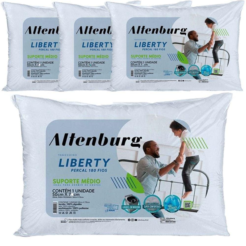 Kit 4 Travesseiros Altenburg Liberty Suporte Médio 50x70